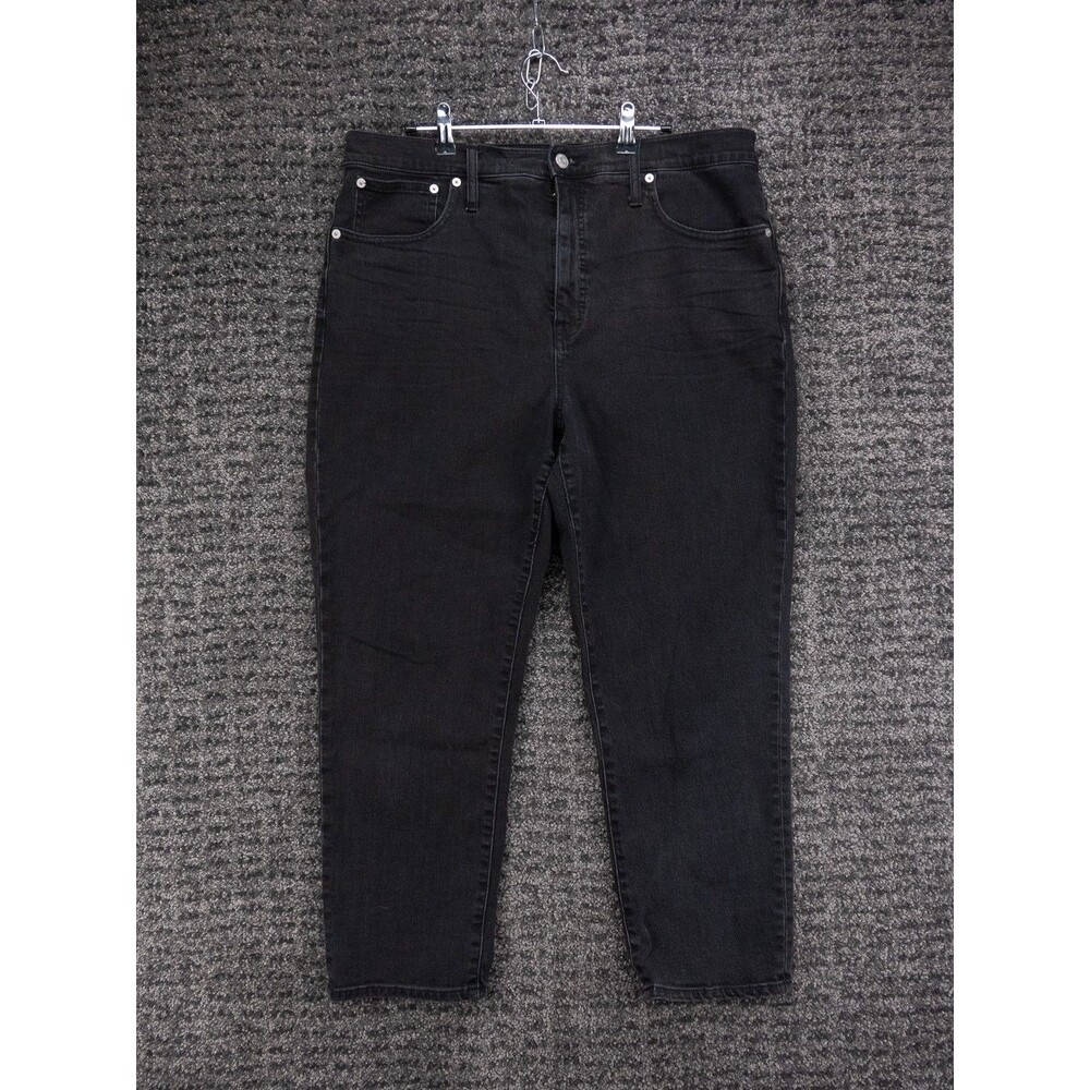 Madewell Jeans Womens 32 Actual 36x26 Black Classic Straight High Rise Stretch
